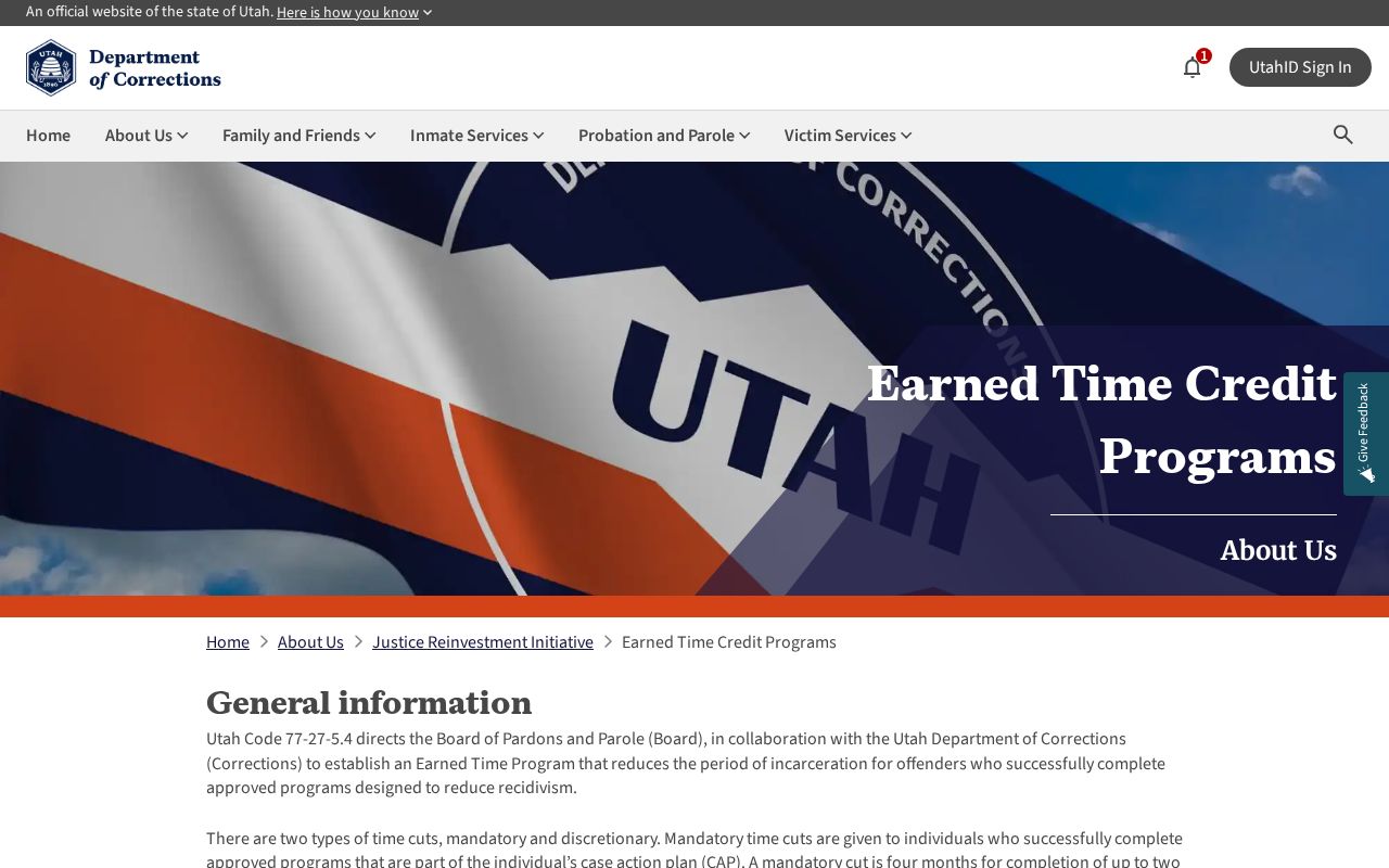 Utah earned-time rules affecting Washington County projected release dates